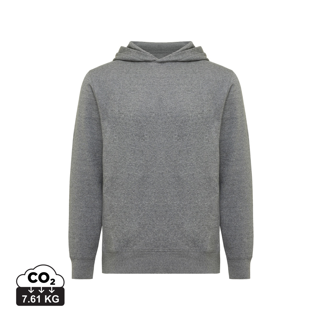 Sweat capuche personnalisé unisexe coton bio 280g Iqoniq Yengo light heather anthracite